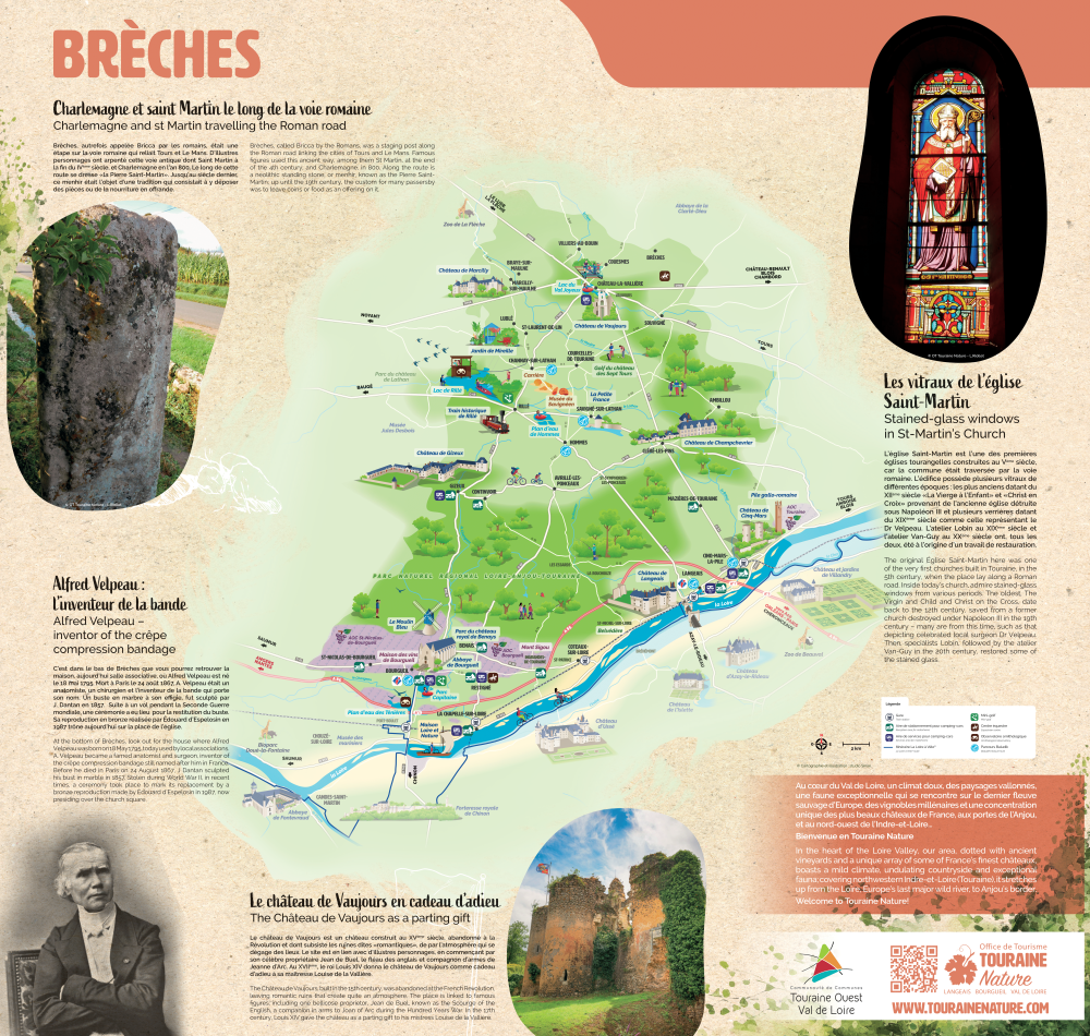Rédaction des panneaux de cinq communes. Recherche et rédaction des descriptifs des incontournables touristiques des communes de Touraine Nature.
Graphisme : ©GRAPHIgs